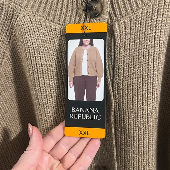 Banana Republic Women's Tan Knit Button Front Cardigan XXL NEW - Picture 7 of 11